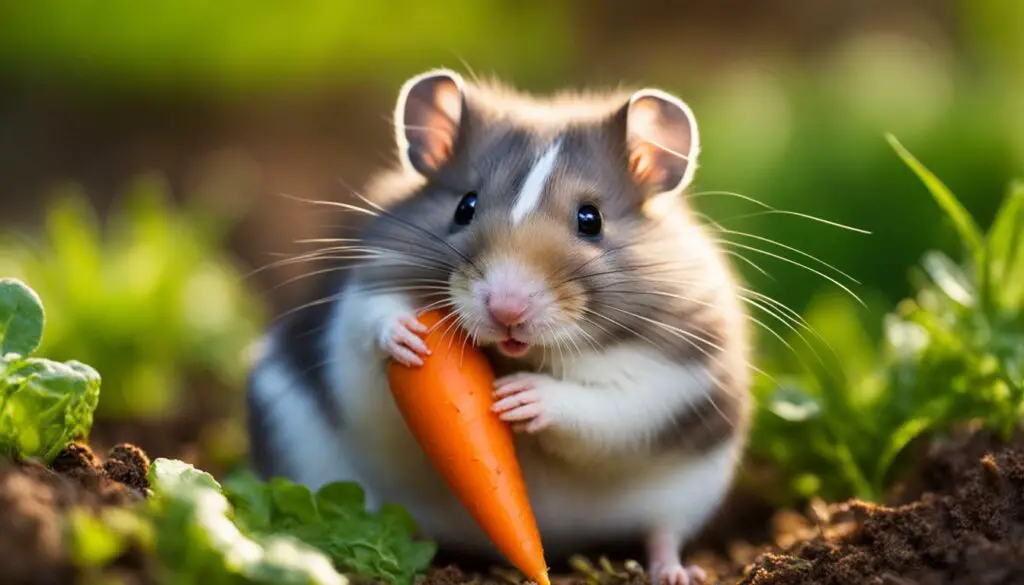 Hamster eating carrot