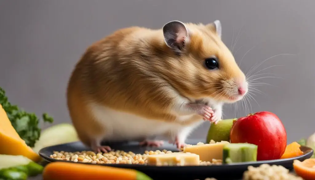 hamster eating a balanced diet