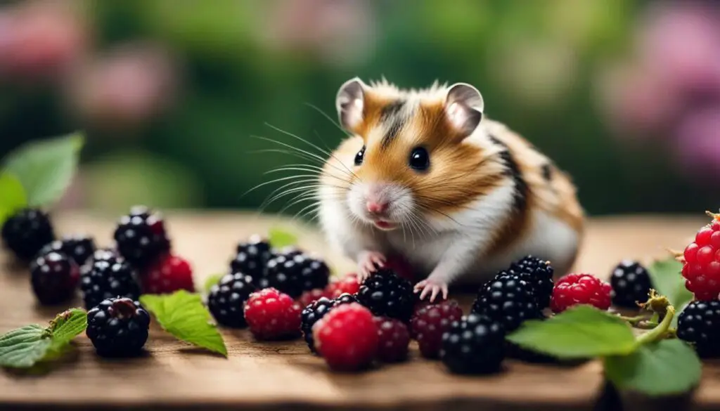 hamster eating blackberries
