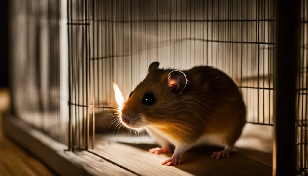 Hamster in a dimly lit environment