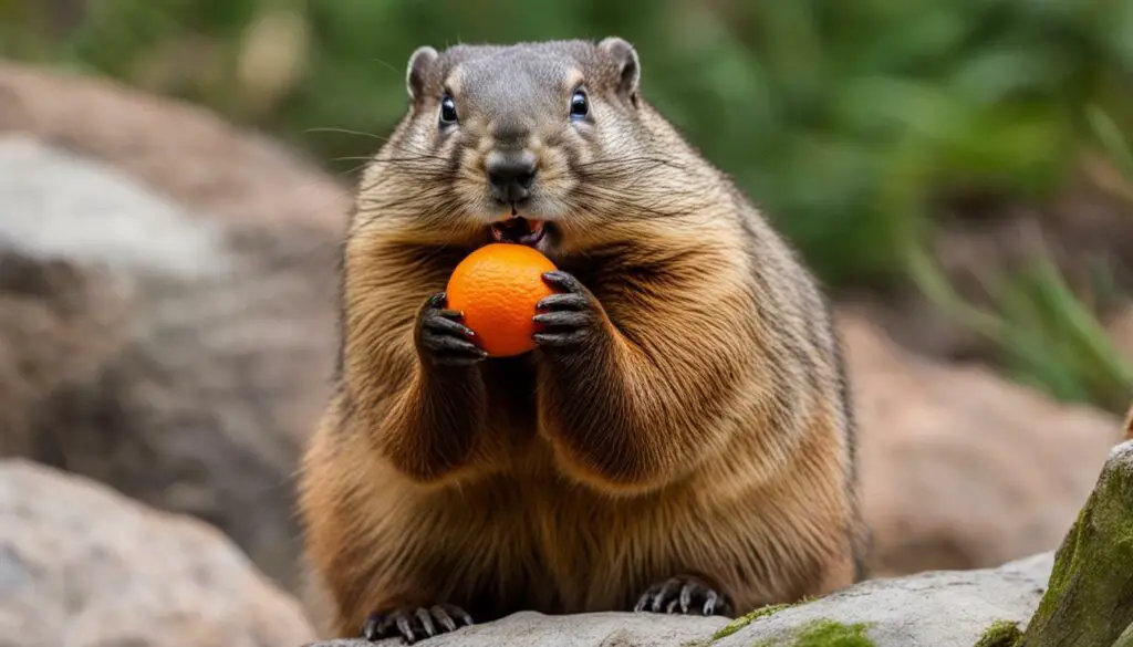 groundhog eating orange