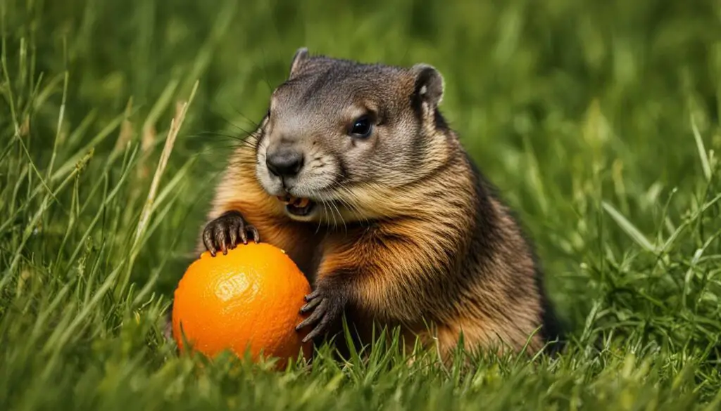 groundhog with orange
