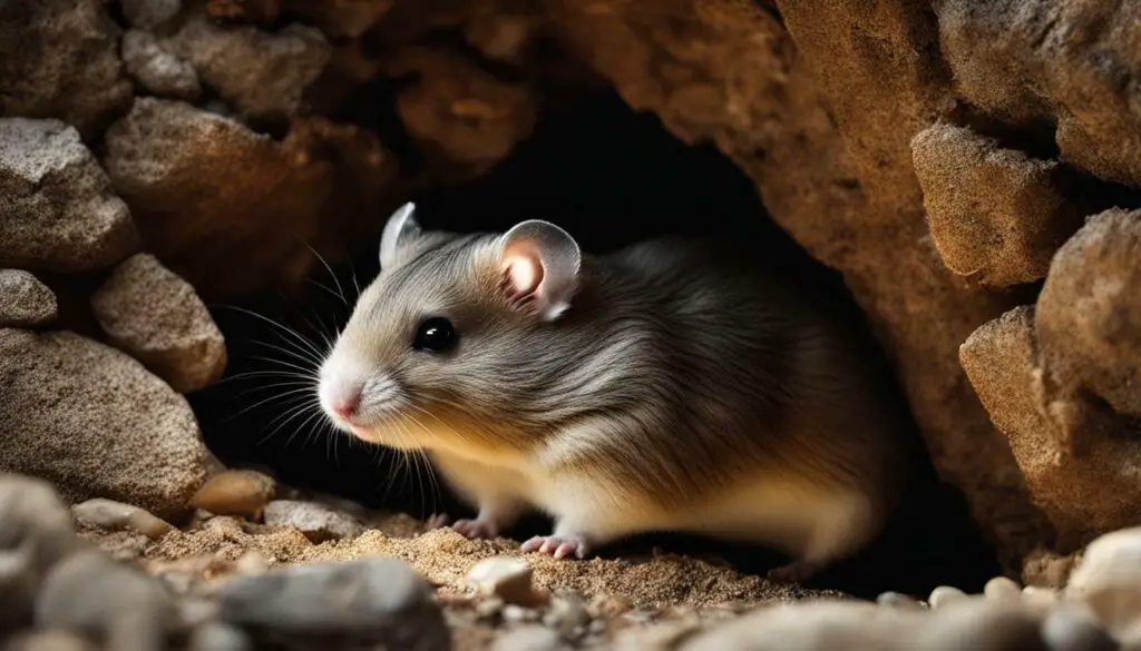 hamster hiding in burrow