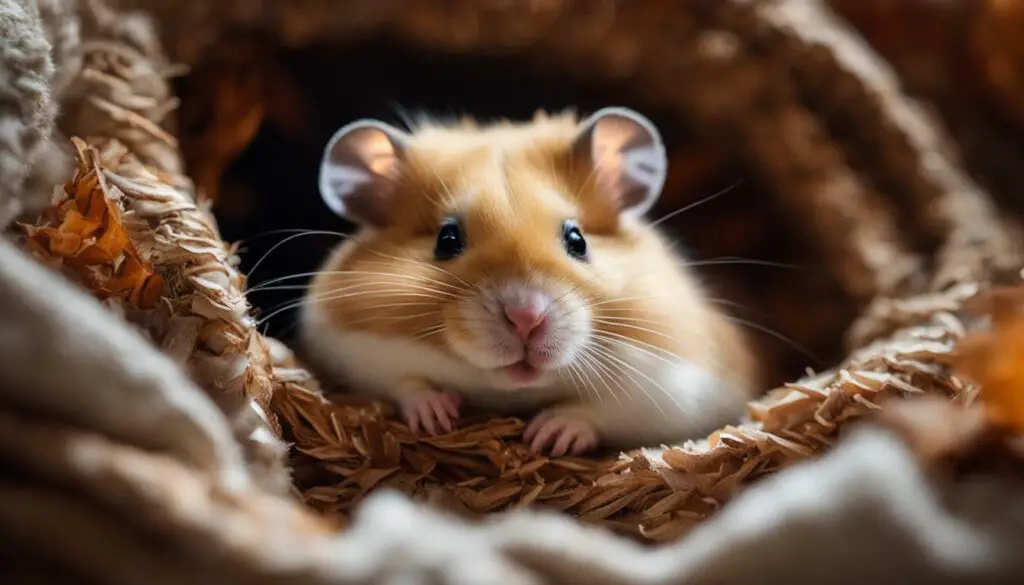 hamster in a cozy sleeping area