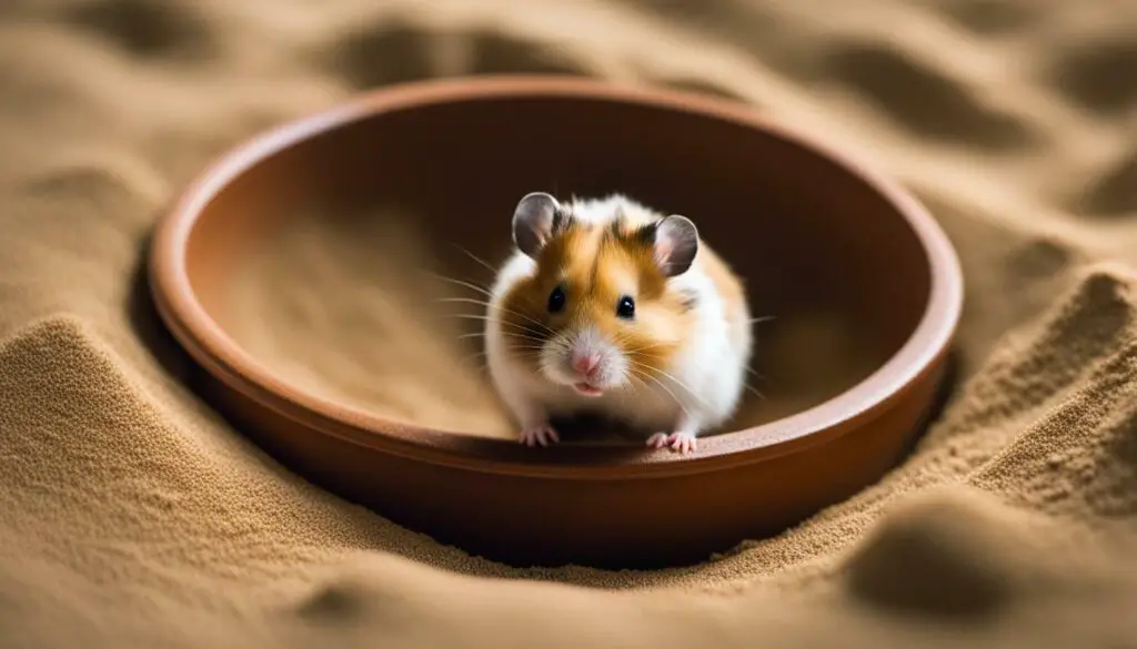 hamster in a sand bath