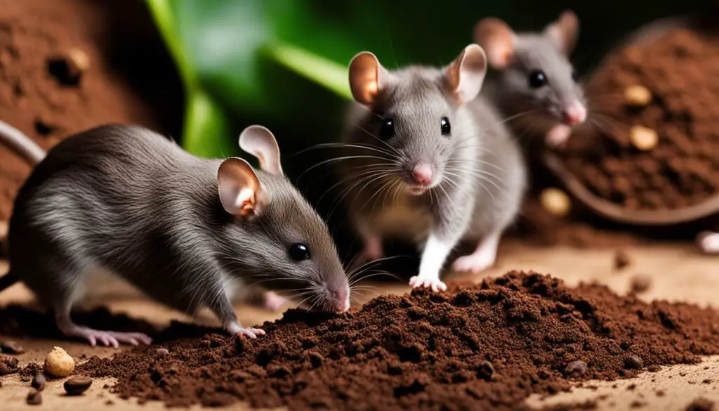 mice behavior with coffee grounds