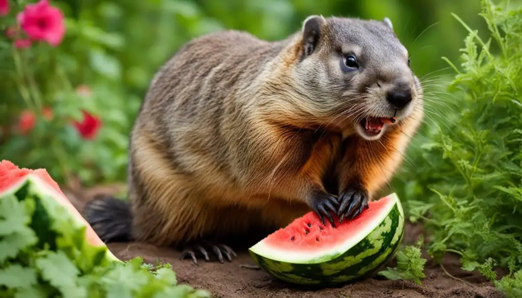 watermelon as part of a groundhog's diet